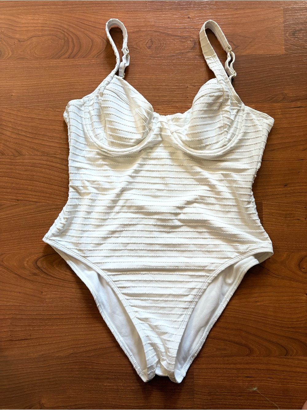 Time and Tru White Striped One-Piece Swimsuit